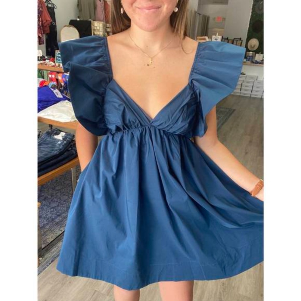 Day + Moon Tie-Back Ruffle Mini Dress